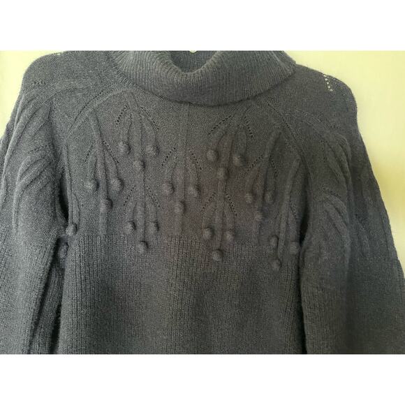 Avenue Women's Plus Size 18 Blue Turtleneck Pom Pom Sweater Pullover Fall Winter - Picture 4 of 9